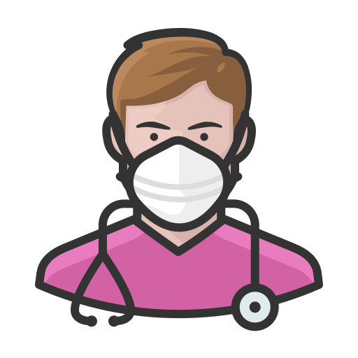 Coronavirus, male, n-95 mask, nurse, white icon
